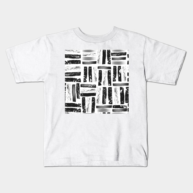 Textured marker hand drawn vertical horizontal lines Kids T-Shirt by artverich